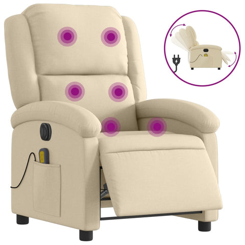 vidaXL Massagesessel Elektrisch Creme Stoff