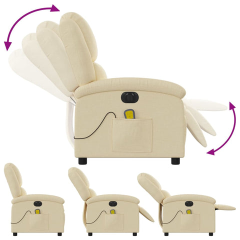 vidaXL Massagesessel Elektrisch Creme Stoff