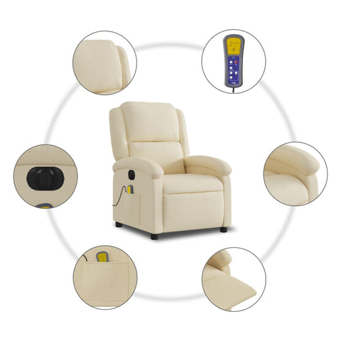 vidaXL Massagesessel Elektrisch Creme Stoff