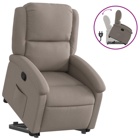 vidaXL Relaxsessel mit Aufstehhilfe Taupe Stoff