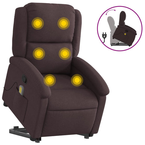 vidaXL Massagesessel mit Aufstehhilfe Dunkelbraun Stoff