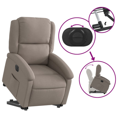 vidaXL Relaxsessel mit Aufstehhilfe Elektrisch Taupe Stoff