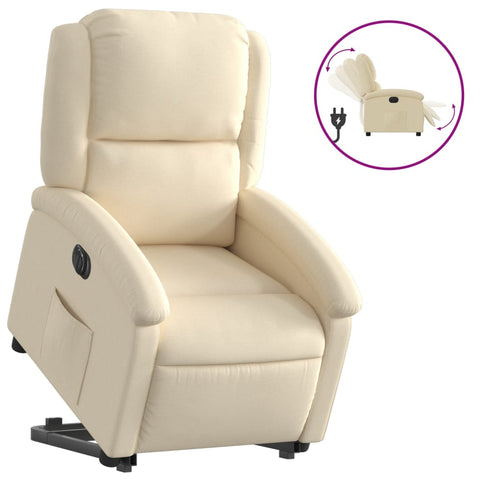 vidaXL Relaxsessel mit Aufstehhilfe Elektrisch Creme Stoff