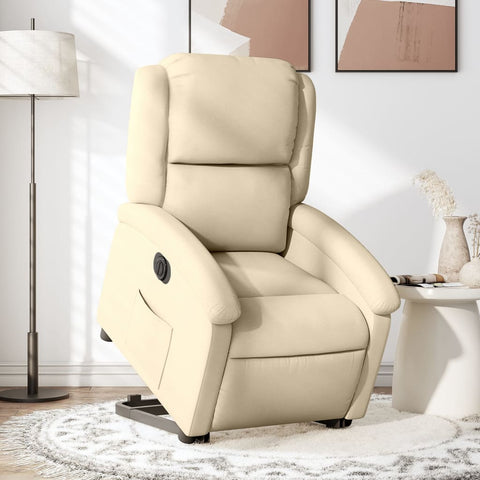 vidaXL Relaxsessel mit Aufstehhilfe Elektrisch Creme Stoff