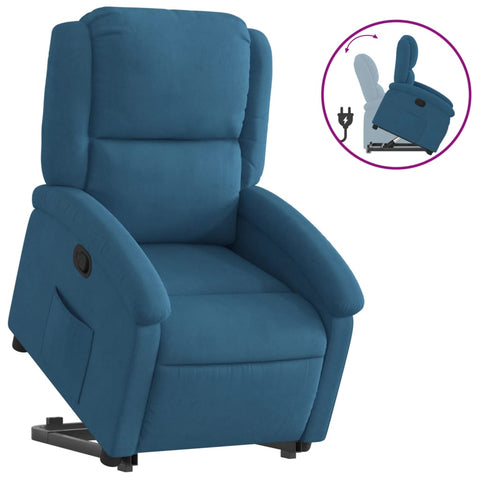 vidaXL Relaxsessel mit Aufstehhilfe Blau Samt