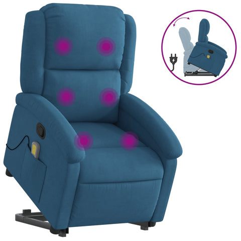 vidaXL Massagesessel mit Aufstehhilfe Blau Samt