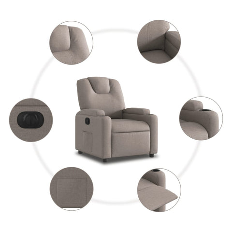 vidaXL Relaxsessel Elektrisch Taupe Stoff