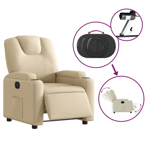 vidaXL Relaxsessel Elektrisch Creme Stoff