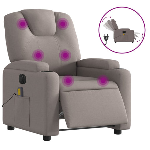 vidaXL Massagesessel Elektrisch Taupe Stoff