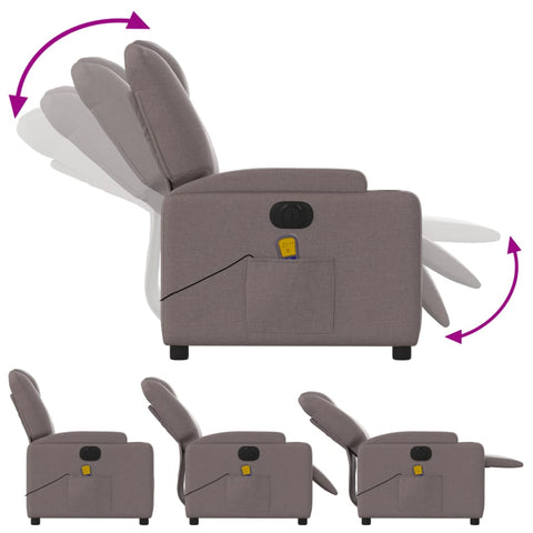 vidaXL Massagesessel Elektrisch Taupe Stoff