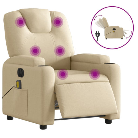 vidaXL Massagesessel Elektrisch Creme Stoff