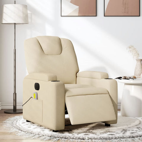 vidaXL Massagesessel Elektrisch Creme Stoff