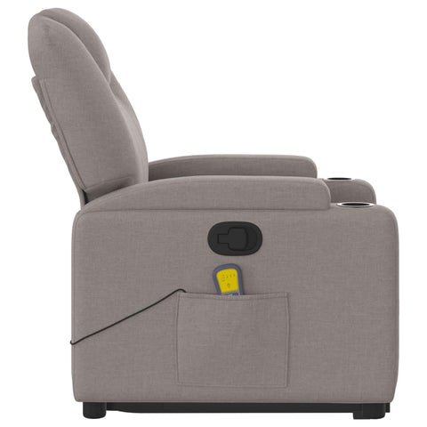 vidaXL Massagesessel mit Aufstehhilfe Taupe Stoff