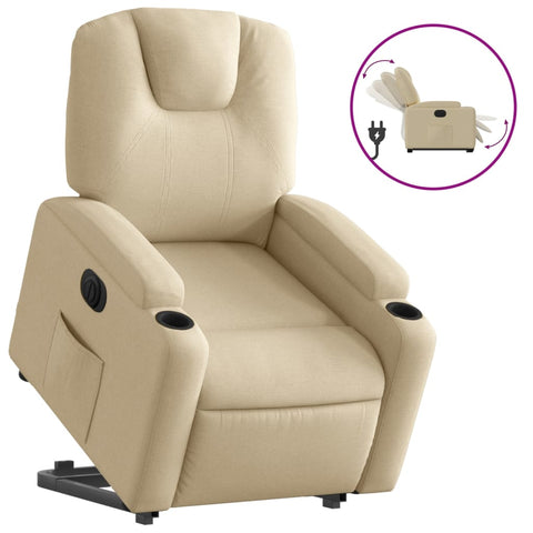 vidaXL Relaxsessel mit Aufstehhilfe Elektrisch Creme Stoff