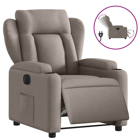 vidaXL Relaxsessel Elektrisch Taupe Stoff