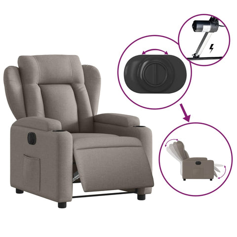 vidaXL Relaxsessel Elektrisch Taupe Stoff