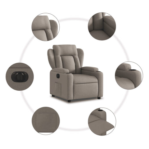 vidaXL Relaxsessel Elektrisch Taupe Stoff