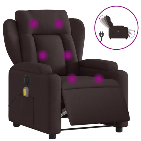 vidaXL Massagesessel Elektrisch Dunkelbraun Stoff