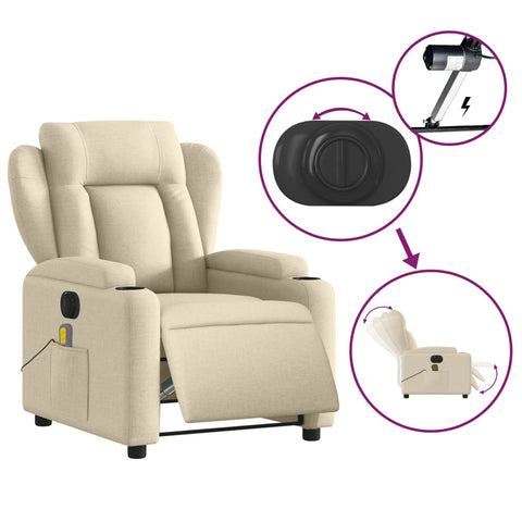 vidaXL Massagesessel Elektrisch Creme Stoff