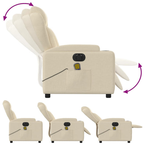 vidaXL Massagesessel Elektrisch Creme Stoff