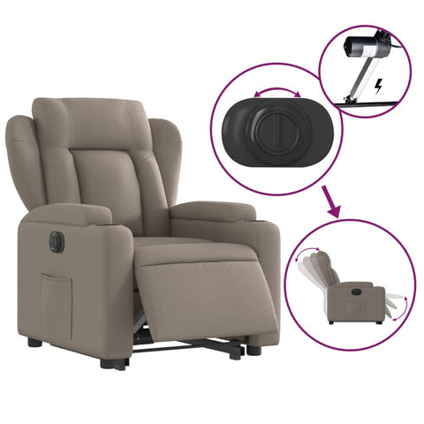 vidaXL Relaxsessel mit Aufstehhilfe Elektrisch Taupe Stoff