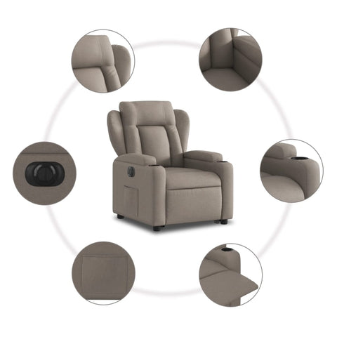 vidaXL Relaxsessel mit Aufstehhilfe Elektrisch Taupe Stoff