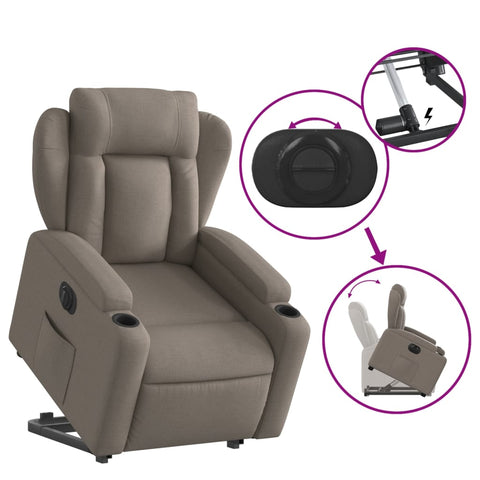 vidaXL Relaxsessel mit Aufstehhilfe Elektrisch Taupe Stoff