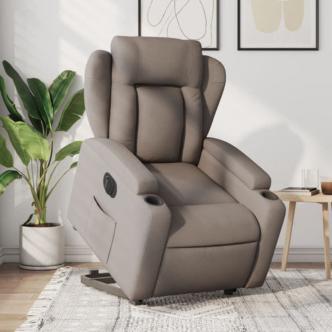 vidaXL Relaxsessel mit Aufstehhilfe Elektrisch Taupe Stoff