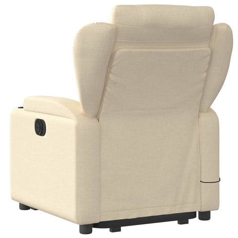 vidaXL Elektrischer Massagesessel mit Aufstehhilfe Creme Stoff