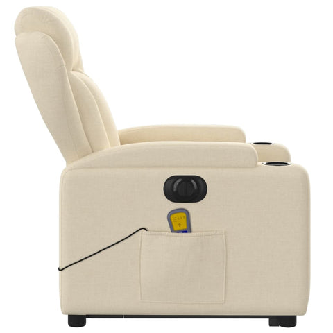 vidaXL Elektrischer Massagesessel mit Aufstehhilfe Creme Stoff