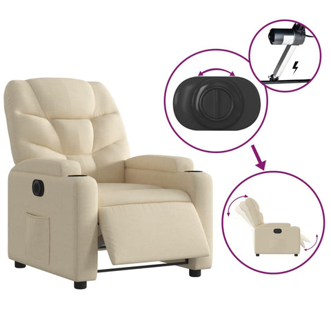 vidaXL Relaxsessel Elektrisch Creme Stoff