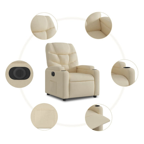 vidaXL Relaxsessel Elektrisch Creme Stoff