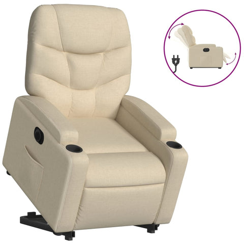 vidaXL Relaxsessel mit Aufstehhilfe Elektrisch Creme Stoff