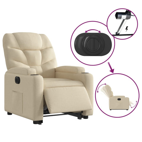 vidaXL Relaxsessel mit Aufstehhilfe Elektrisch Creme Stoff