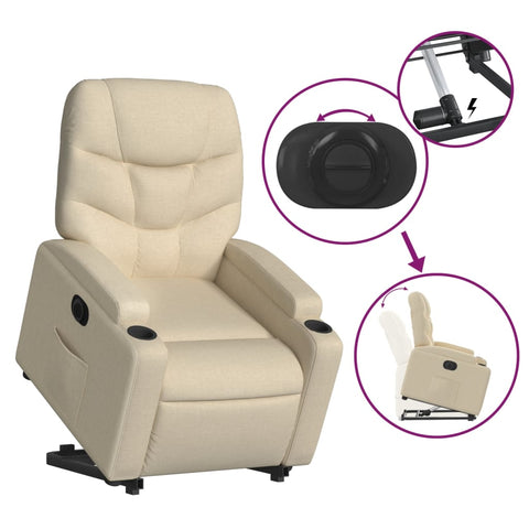 vidaXL Relaxsessel mit Aufstehhilfe Elektrisch Creme Stoff