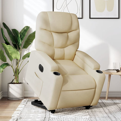 vidaXL Relaxsessel mit Aufstehhilfe Elektrisch Creme Stoff