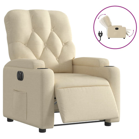 vidaXL Relaxsessel Elektrisch Creme Stoff