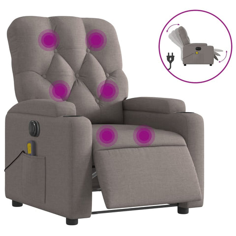 vidaXL Massagesessel Elektrisch Taupe Stoff