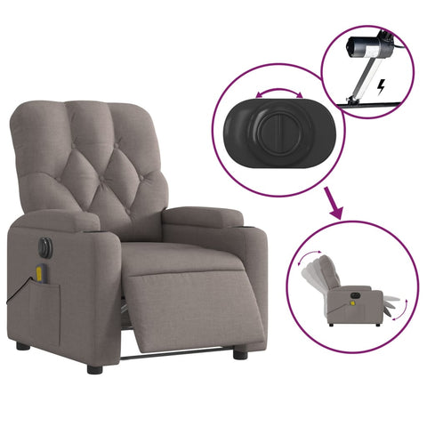 vidaXL Massagesessel Elektrisch Taupe Stoff