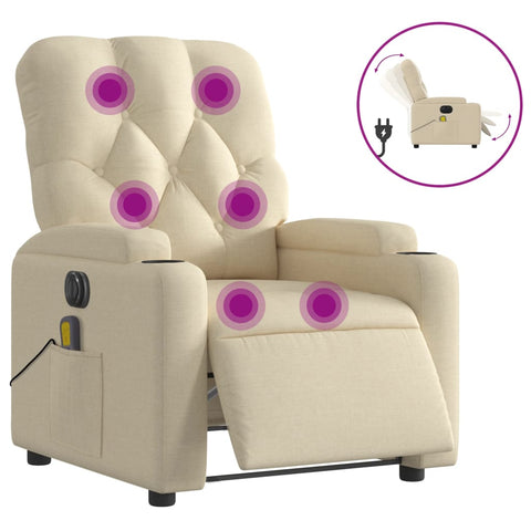 vidaXL Massagesessel Elektrisch Creme Stoff