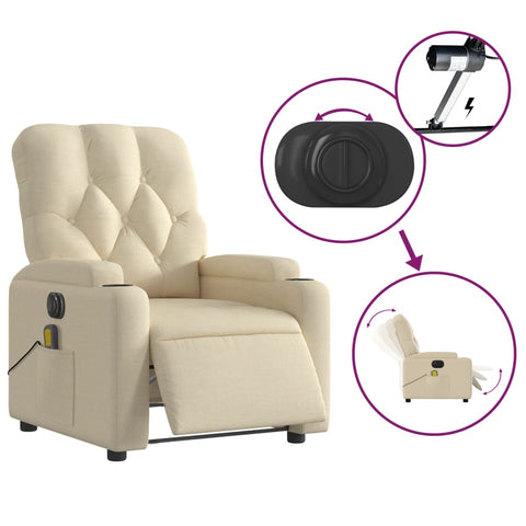 vidaXL Massagesessel Elektrisch Creme Stoff