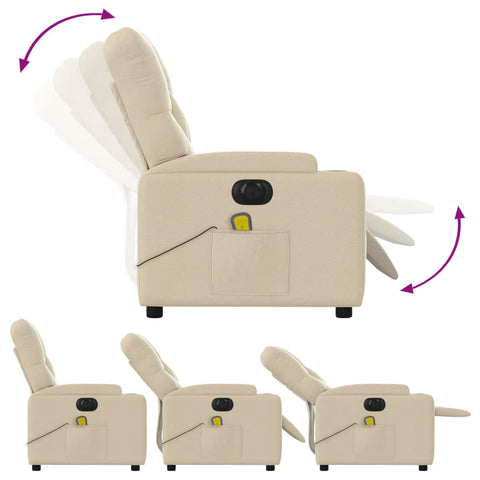 vidaXL Massagesessel Elektrisch Creme Stoff