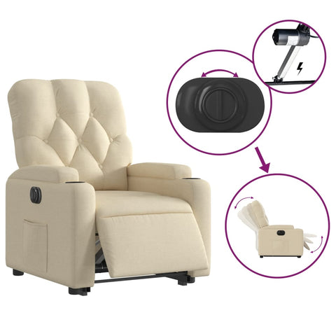 vidaXL Relaxsessel mit Aufstehhilfe Elektrisch Creme Stoff