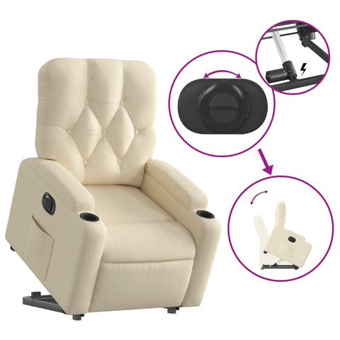 vidaXL Relaxsessel mit Aufstehhilfe Elektrisch Creme Stoff