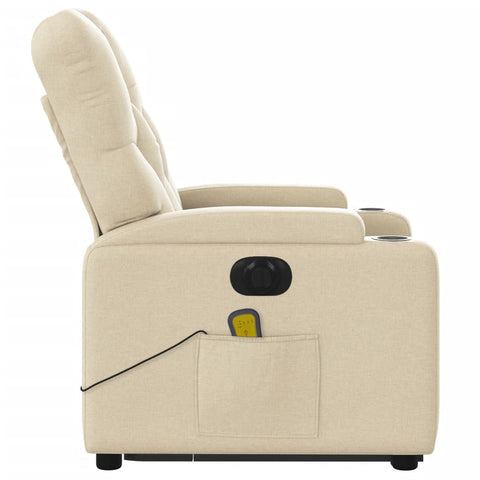 vidaXL Elektrischer Massagesessel mit Aufstehhilfe Creme Stoff