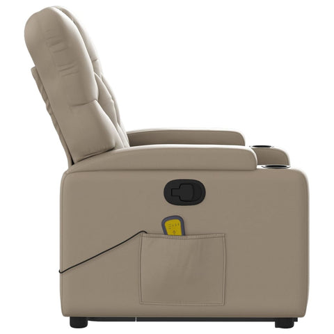 vidaXL Massagesessel mit Aufstehhilfe Cappuccino-Braun Kunstleder