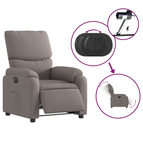 vidaXL Relaxsessel Elektrisch Taupe Stoff