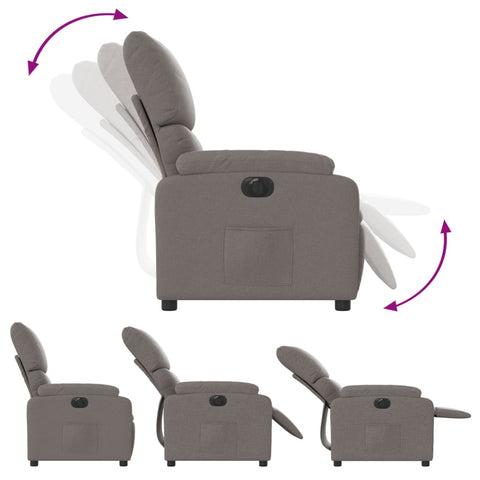 vidaXL Relaxsessel Elektrisch Taupe Stoff