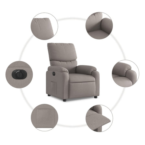 vidaXL Relaxsessel Elektrisch Taupe Stoff