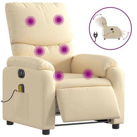 vidaXL Massagesessel Elektrisch Creme Stoff